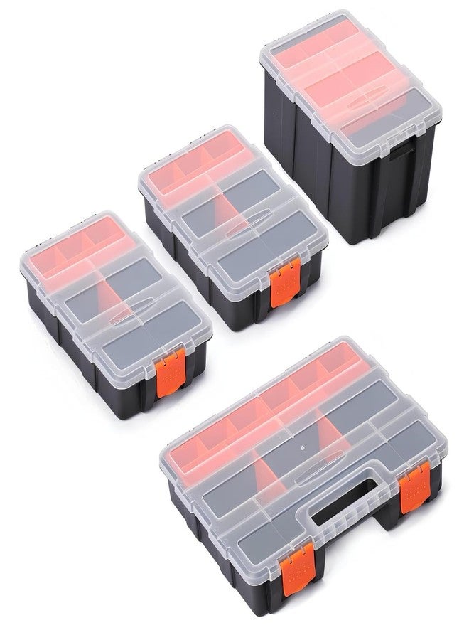 Toriox Plastic Tool Organiser Box, 4 pcs.Set Empty Stackable Multi Utility Storage Box Compact Tool Box for Storage of Small Tools, Hardware, Screws, Bolts, Nails, Beads